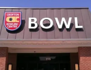 alt="Bowling lanes at the Crofton Bowling Centre, a popular spot for family entertainment in Crofton, MD."