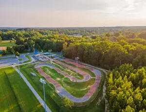 alt="A sunny day at the athletic fields of Severn-Danza Park, a major community park in Severn, MD."