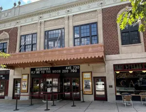 alt="The historic marquee of the Avalon Theatre, a landmark nonprofit movie theater near Chevy Chase, MD."