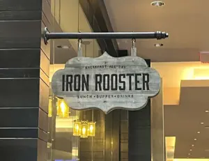 alt="A signature breakfast dish from Iron Rooster, a popular all-day breakfast restaurant in College Park, MD."