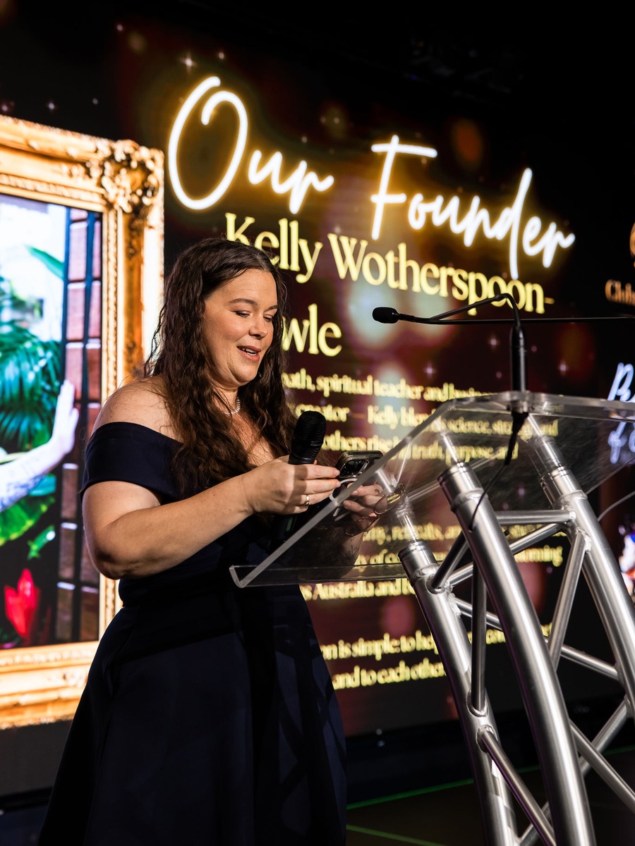 Kelly Wotherspoon giving a founder's address
