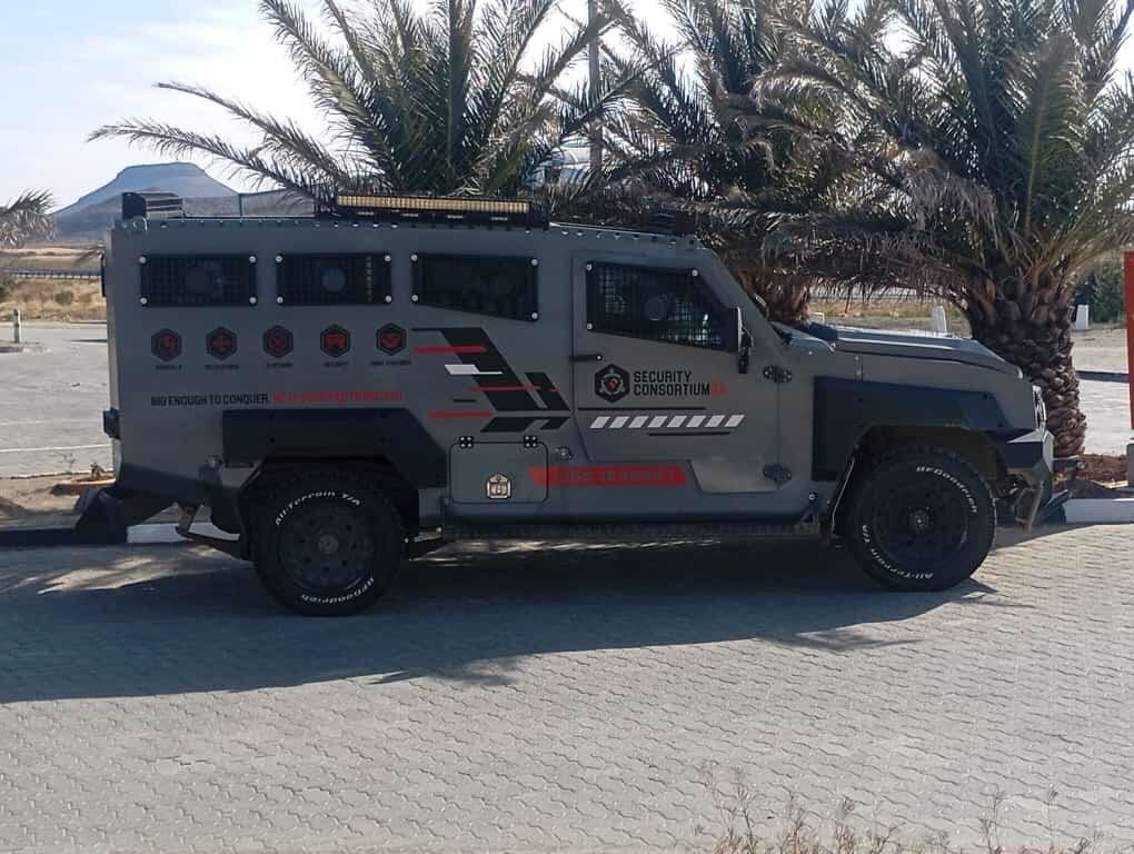 Armoured response vehicle on site