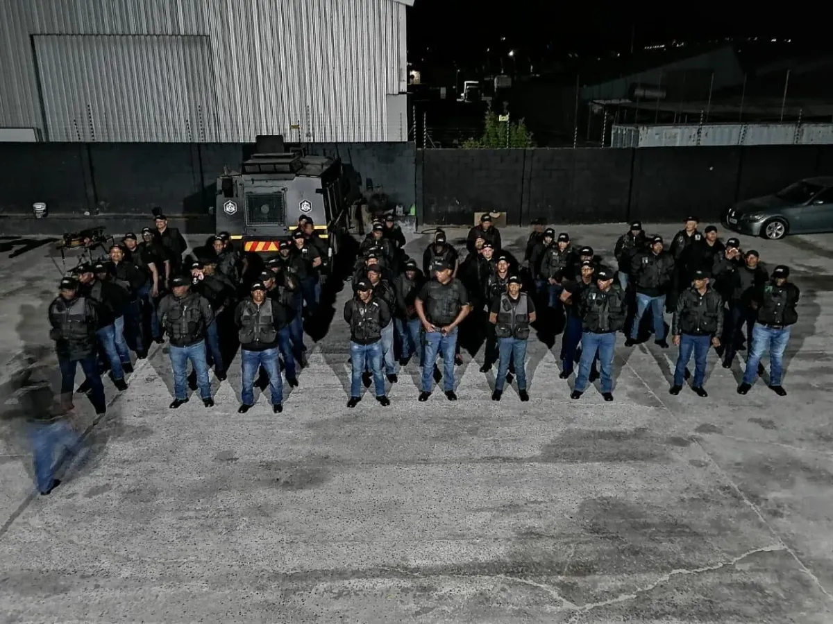 Security team assembled before briefing