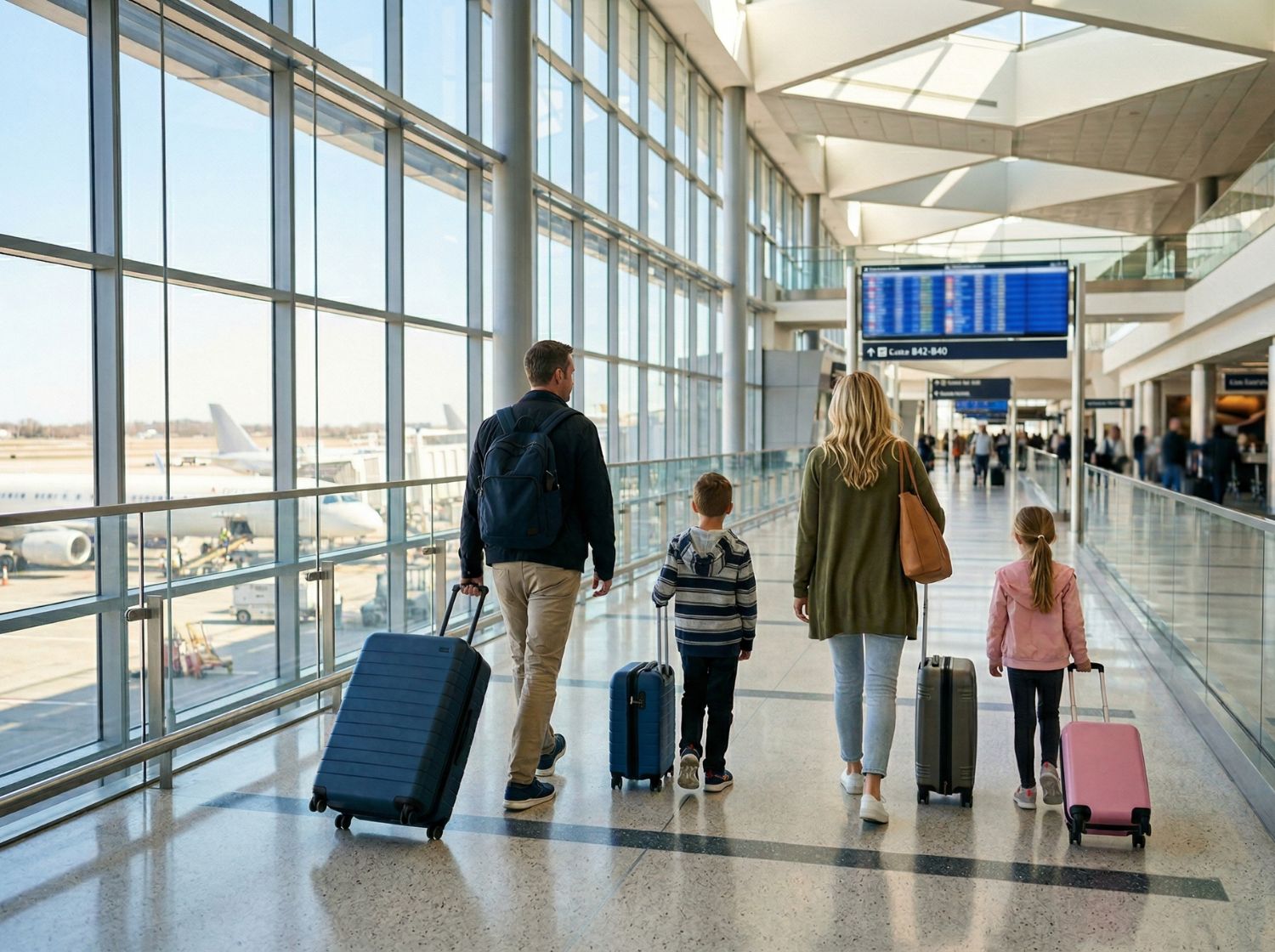 Family at international airport