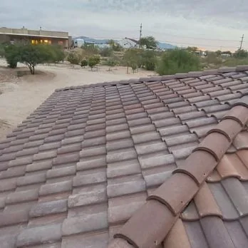 Concrete tile roof, full field seated and aligned