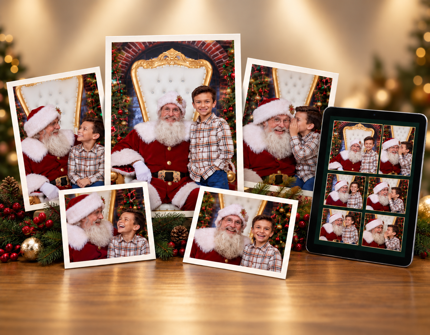Santa with three children in a cozy holiday portrait