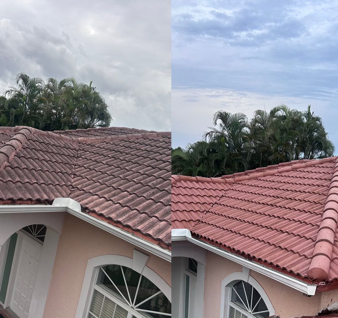 Before and after of a Shoreline Pressure Washing job on the Treasure Coast