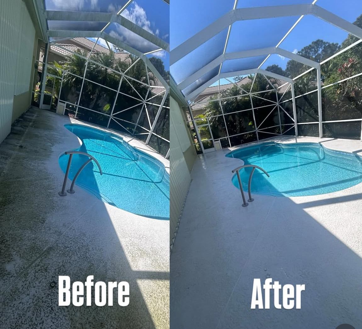 Before and after of a Shoreline Pressure Washing job on the Treasure Coast
