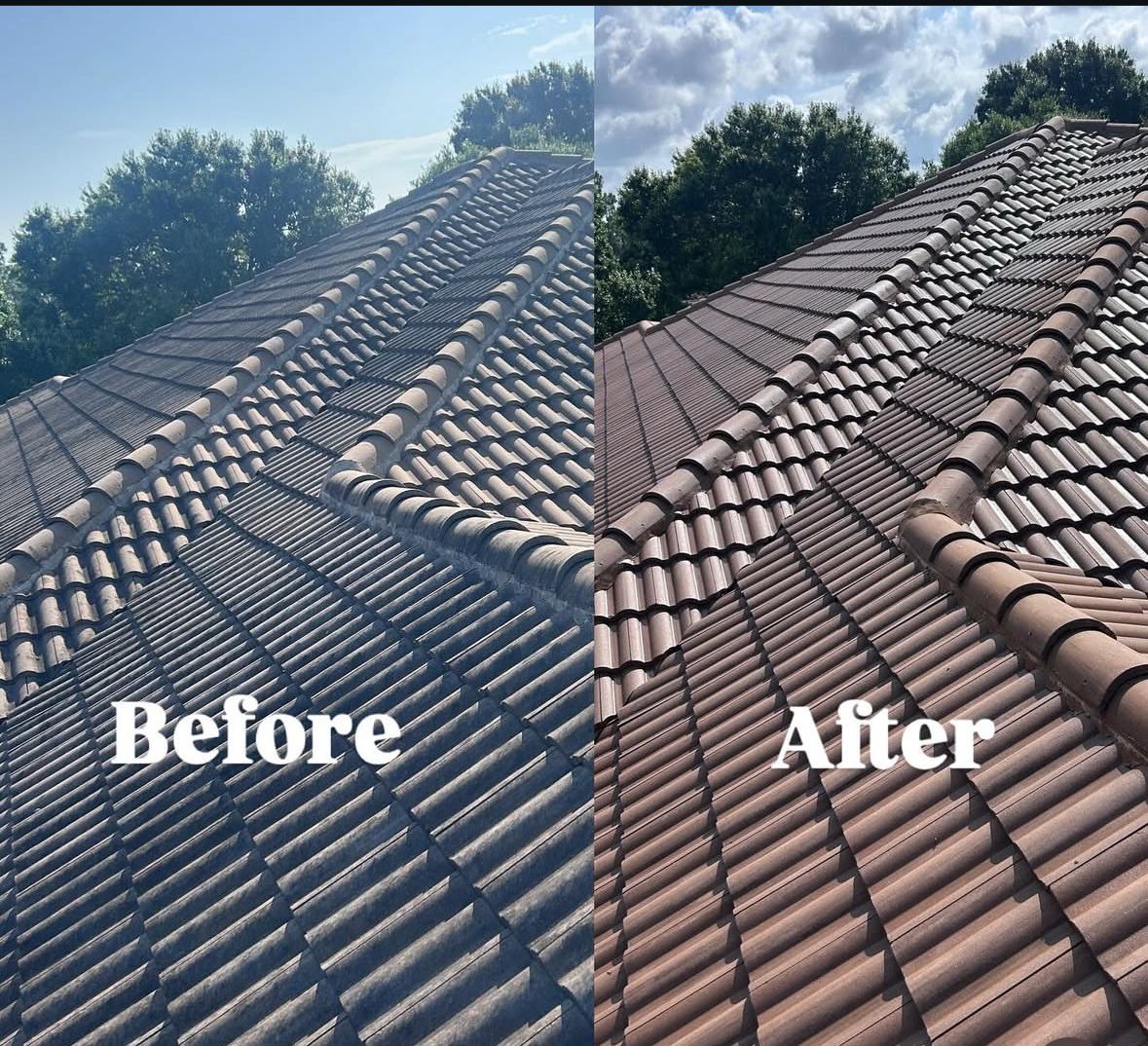 Before and after of a Shoreline Pressure Washing job on the Treasure Coast