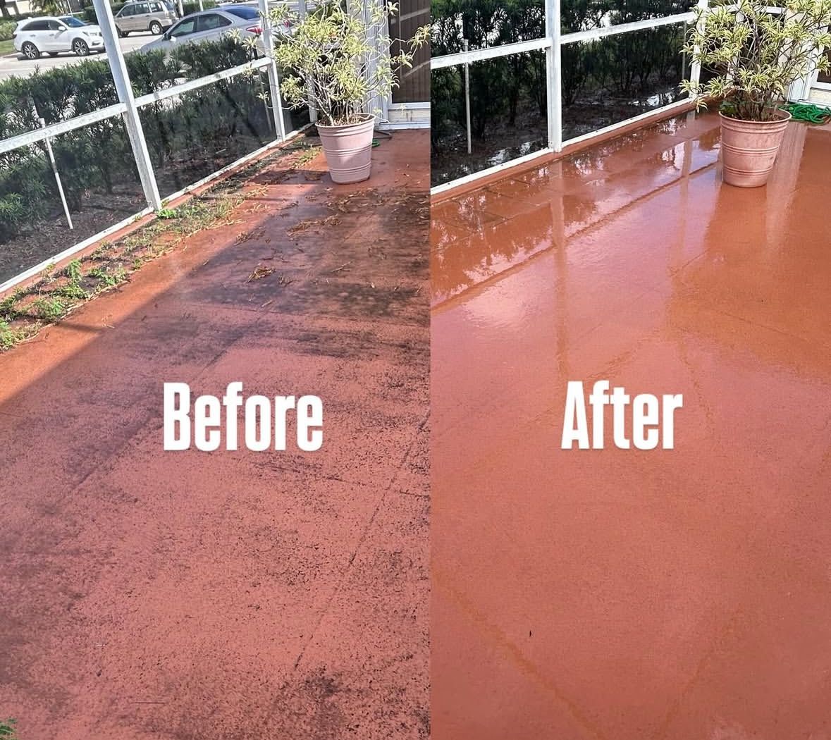 Before and after of a Shoreline Pressure Washing job on the Treasure Coast
