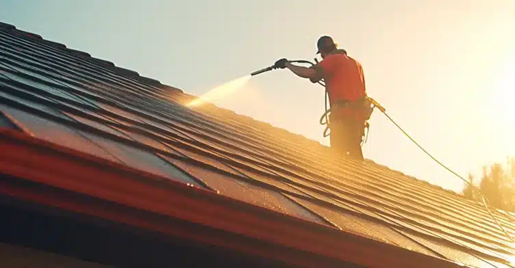 Tile roof in Port St. Lucie after soft washing, with the black algae streaks gone