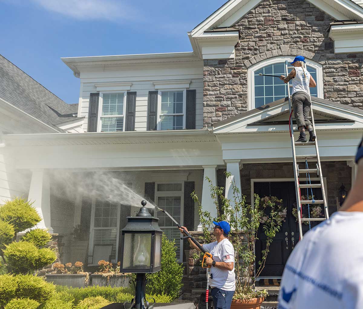 Stucco house siding in Port St. Lucie after a soft wash