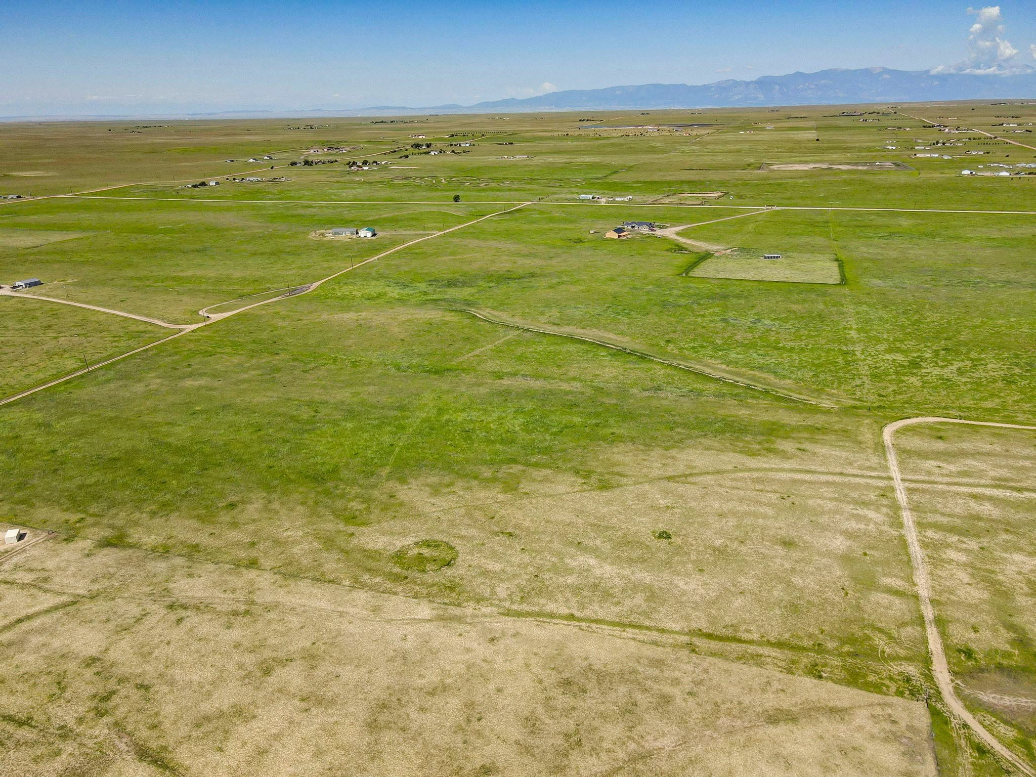 Aerial view showing the scale of acreage parcels east of Colorado Springs