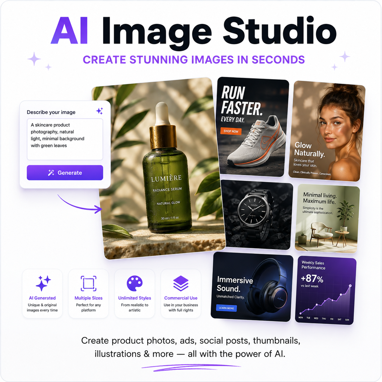 AI Image Studio — create product photos, ads, social posts and illustrations with AI