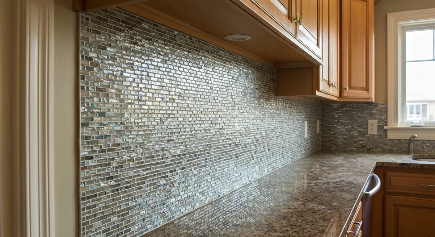 Glass mosaic backsplash