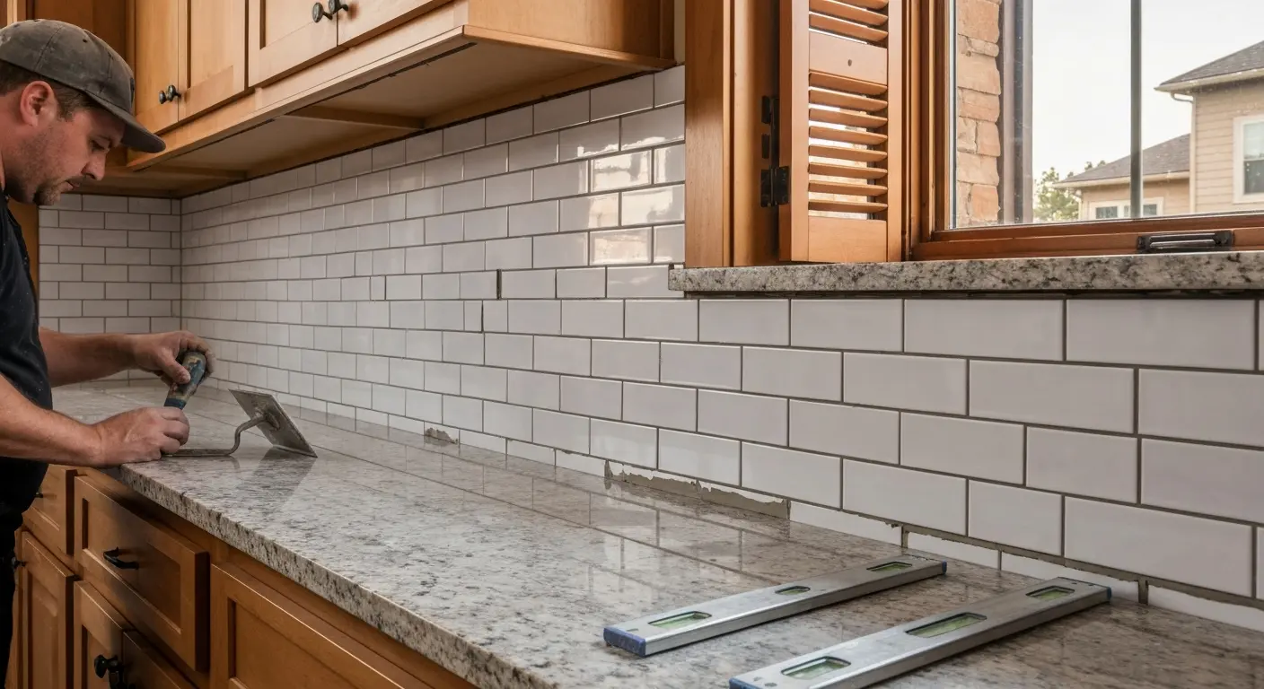 Kitchen backsplash tile installation