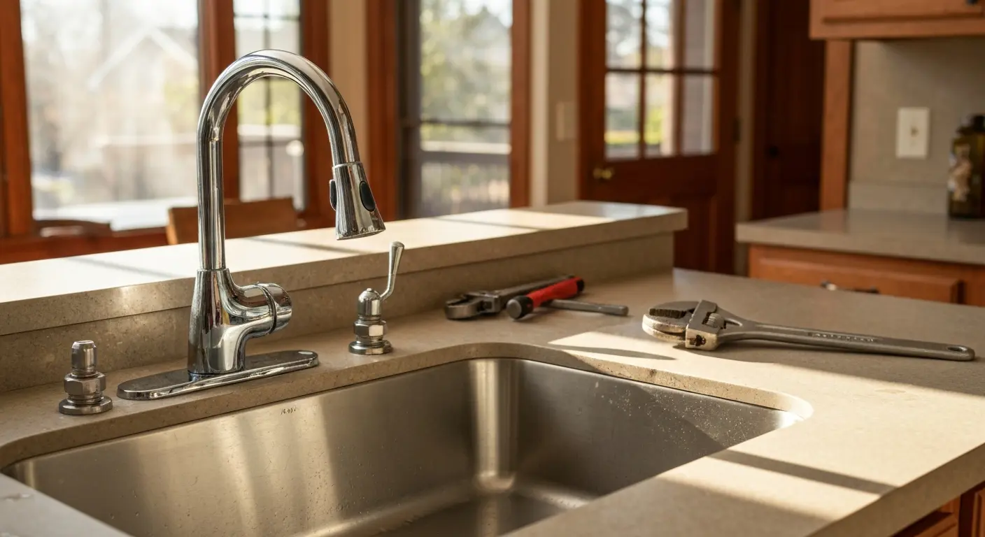 Professional sink and faucet installation