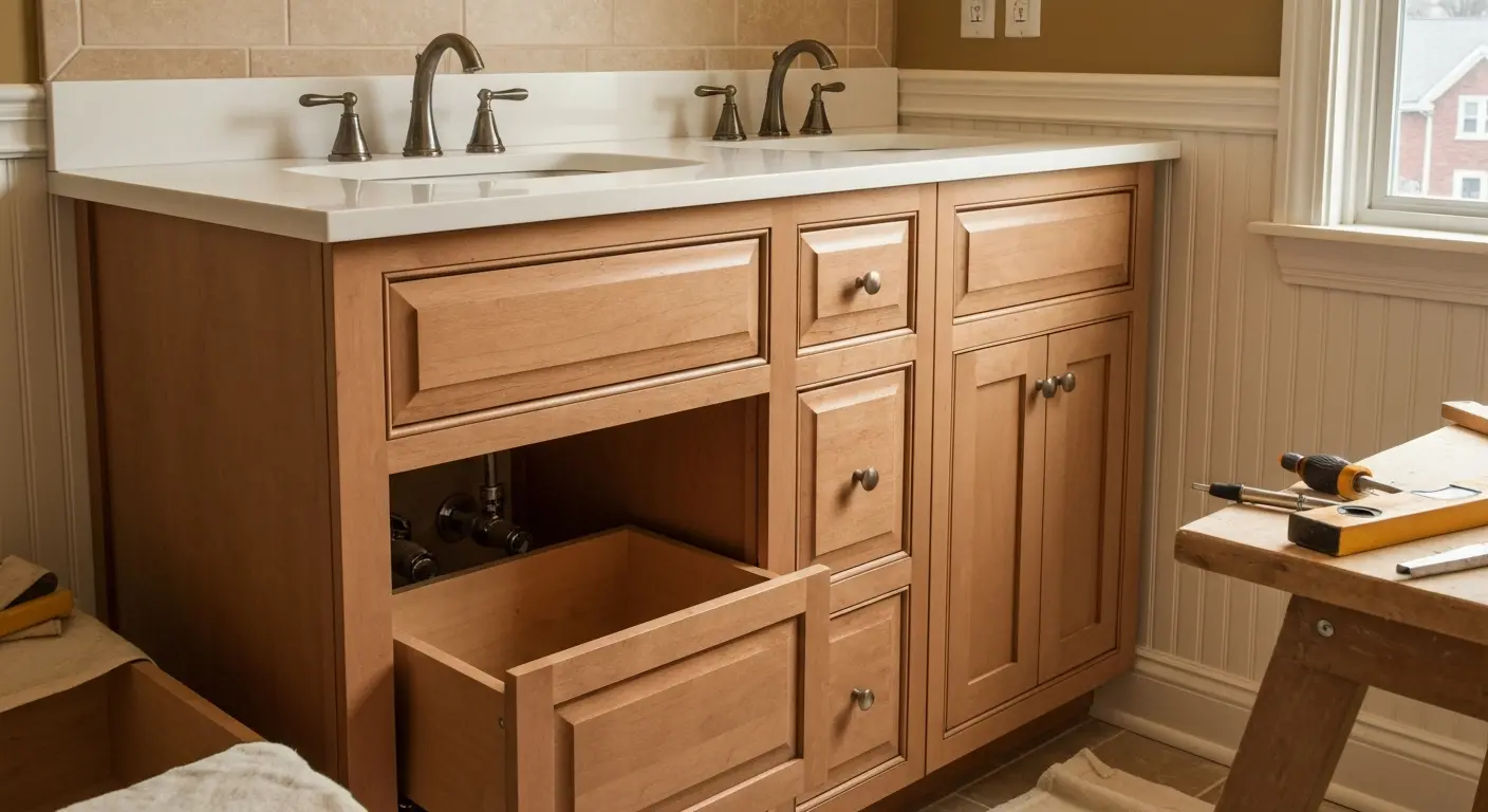 Custom bathroom vanity installation
