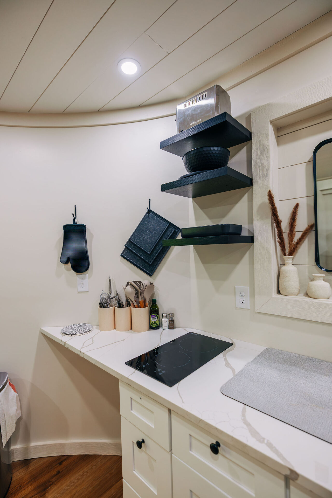 The Yoder's compact kitchenette