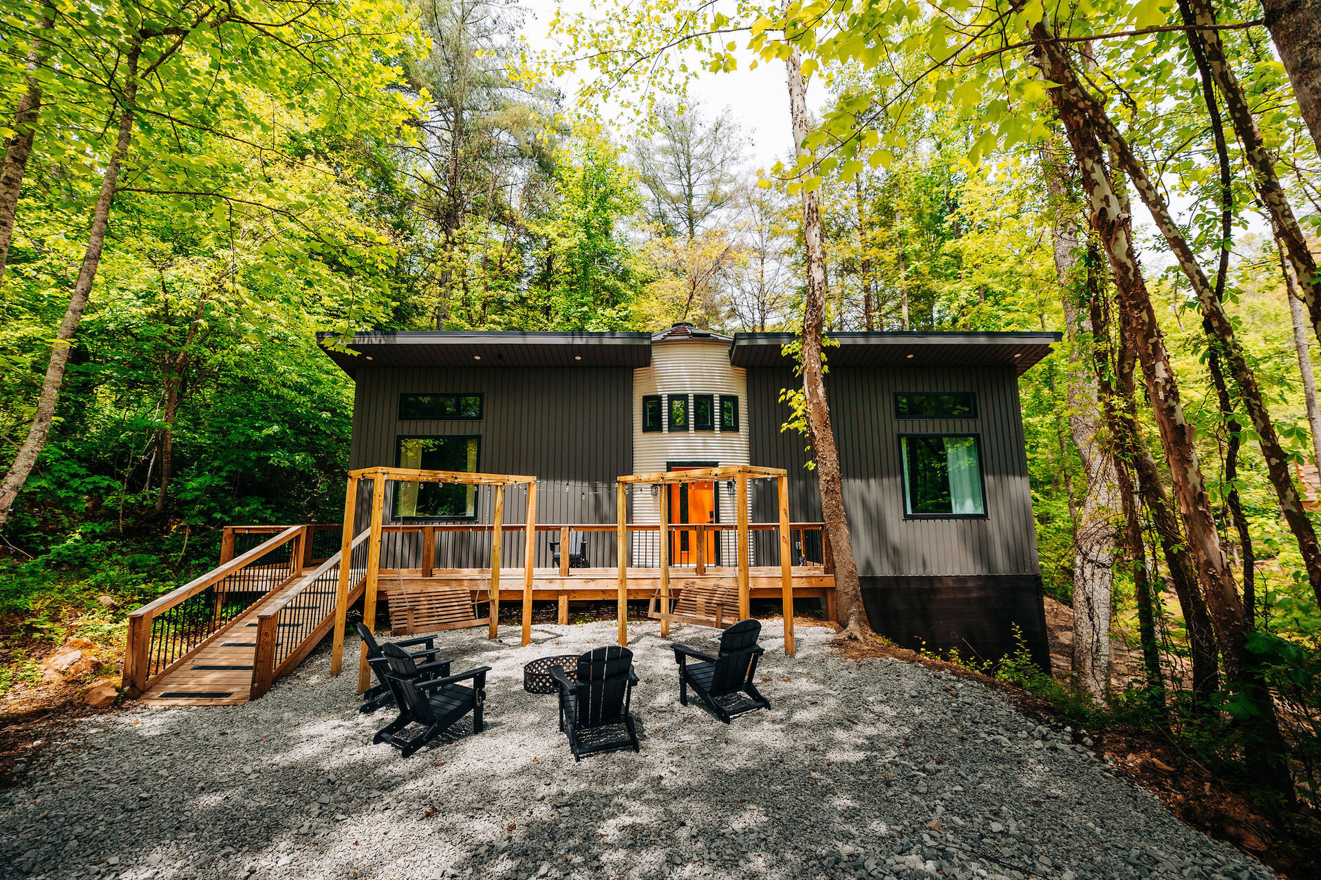The Rock Haus silo cabin tucked into the forest