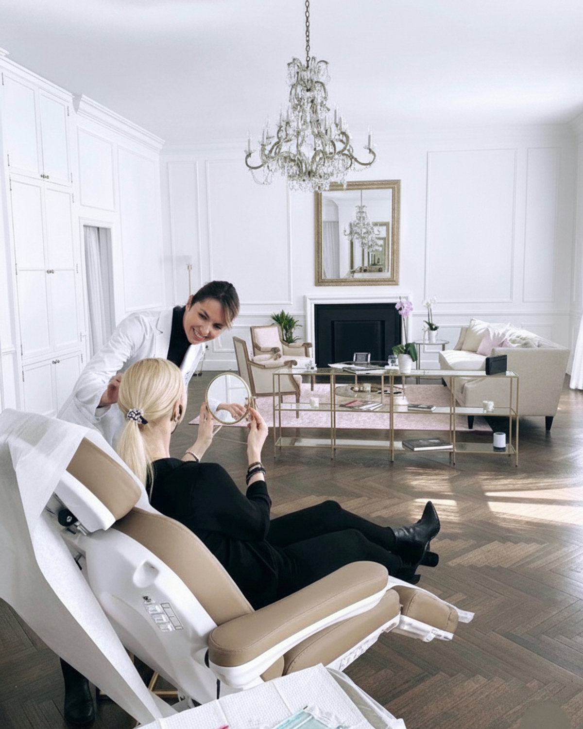 Delphine, eyebrow restoration artist, in her New York atelier