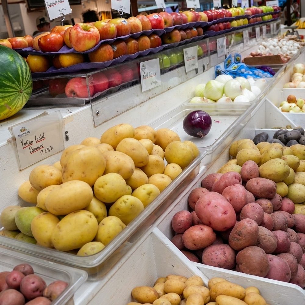 Potatoes, onions and root vegetables