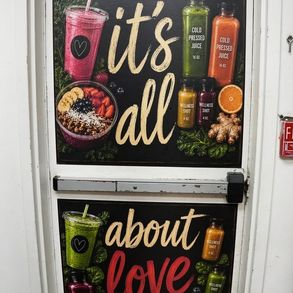Chalkboard signs for smoothies and cold-pressed juice