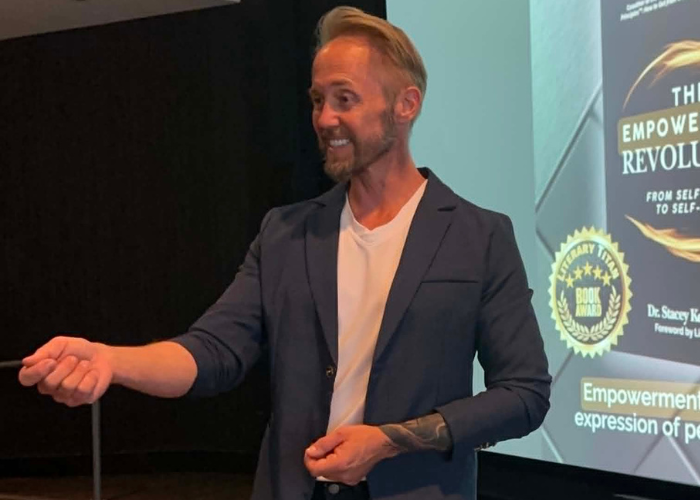 Stacey Frick speaking at an event