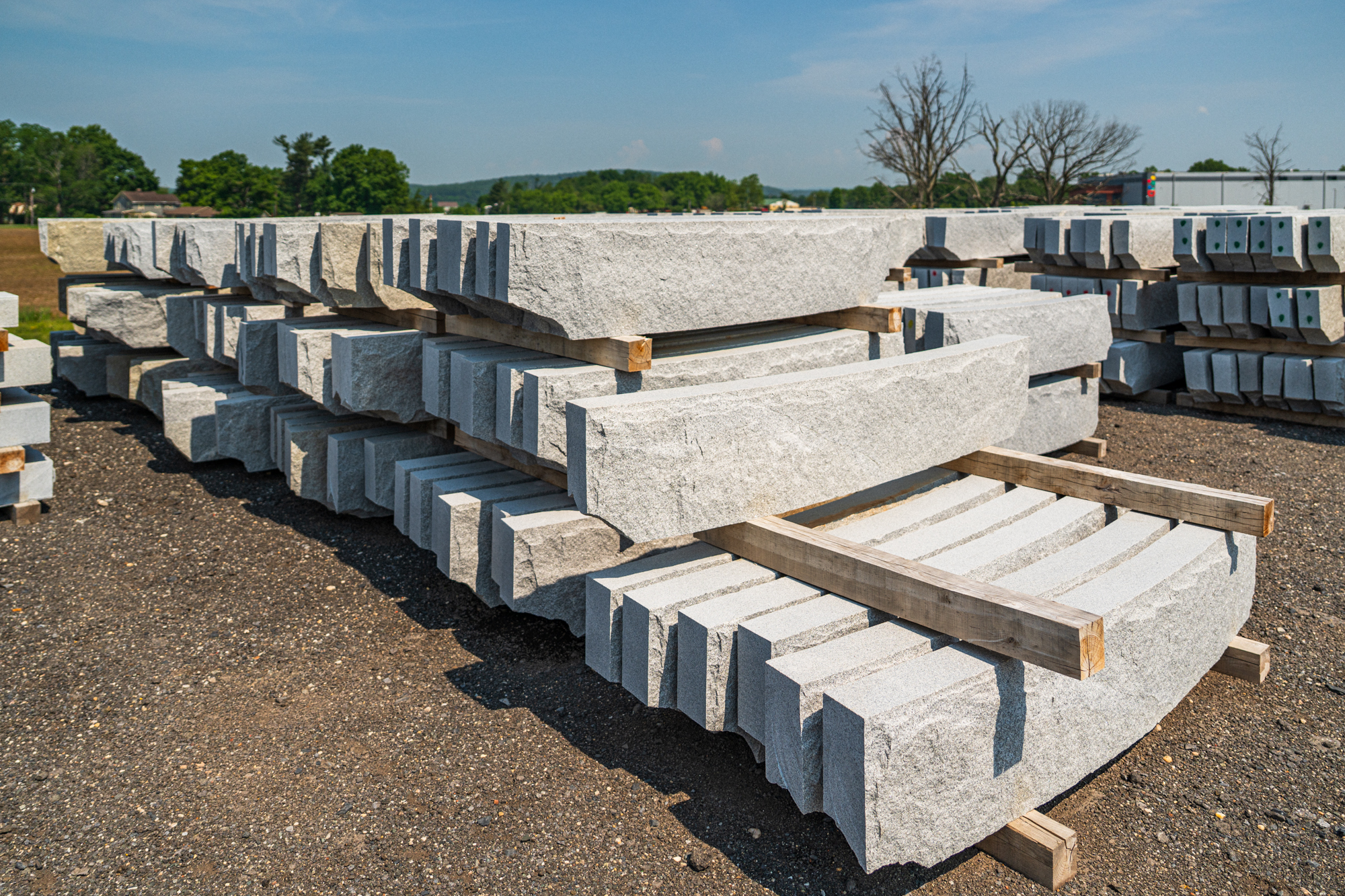 Granite curbing in the yard at Tradestone, Montgomery, New York