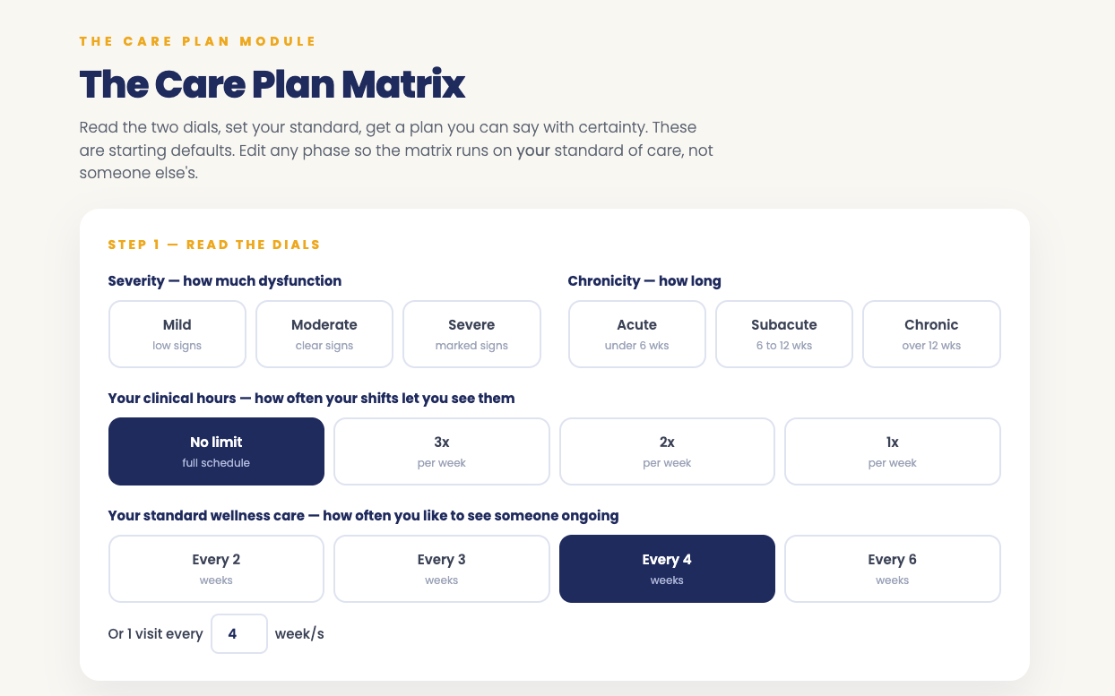 The Care Plan Matrix tool