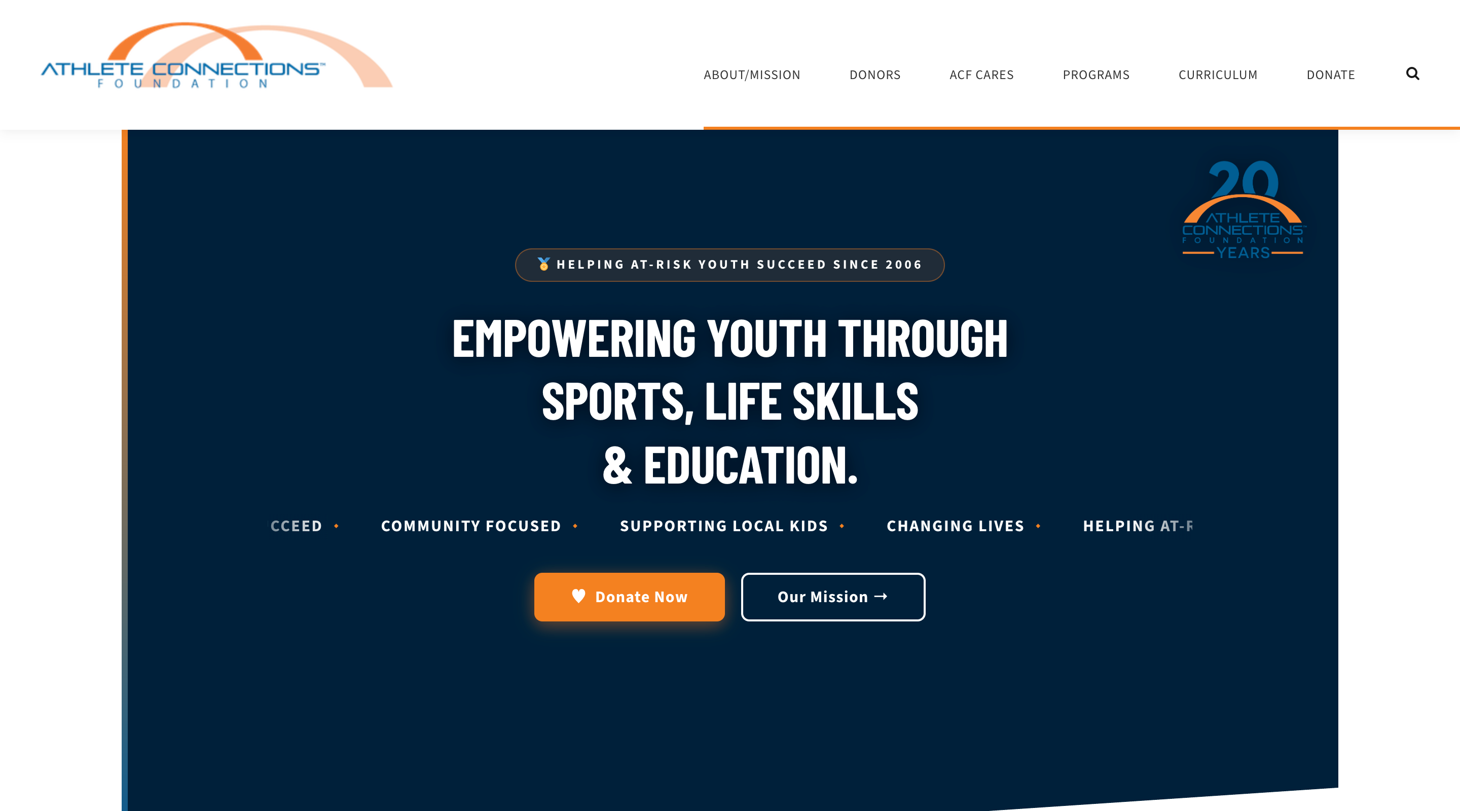 Athlete Connections Foundation after screenshot