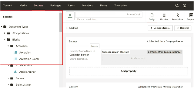 Anonymised visual editor configuration in Umbraco