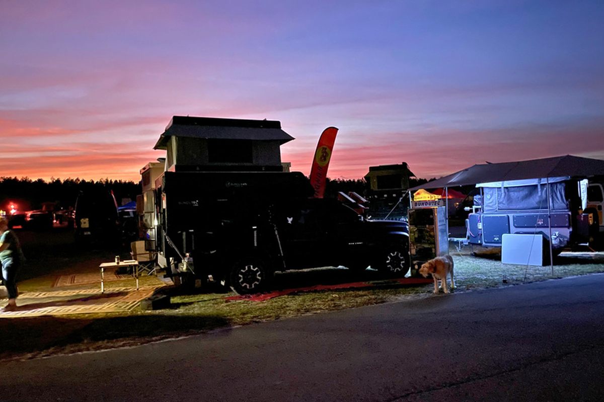 Omnia Oven stovetop baking kit displayed at the BundutecUSA booth at the 2026 S.A.V.E. Expo, including the oven, silicone muffin ring, and baking rack raffled off during the event.