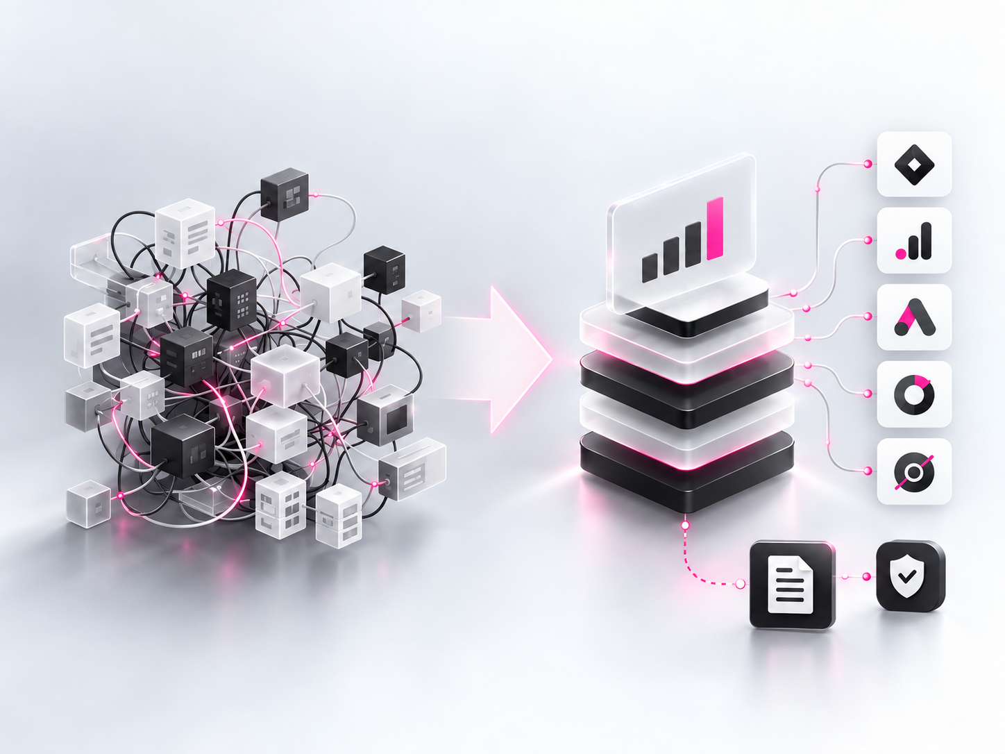 Marketing data sources connecting into a structured analytics platform