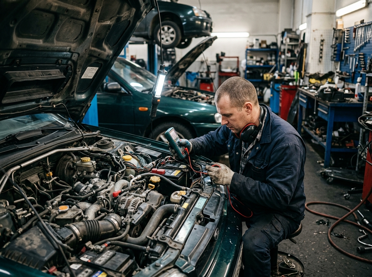 Technician performing electrical repair