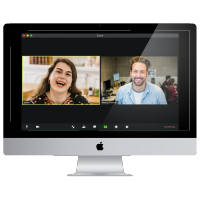 Imagen de dos personas en una pantalla para representar las supervisiones de coaching de la certificacion presencial.