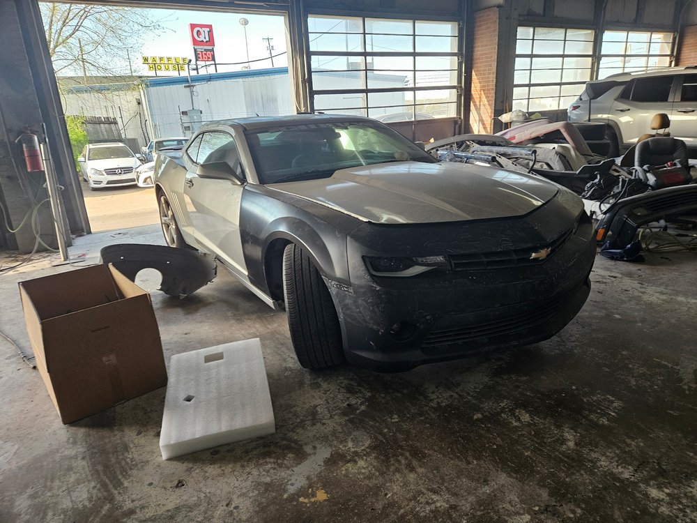 Refinished truck bodywork at I-35 Auto Painting & Collision Center, Lancaster, TX