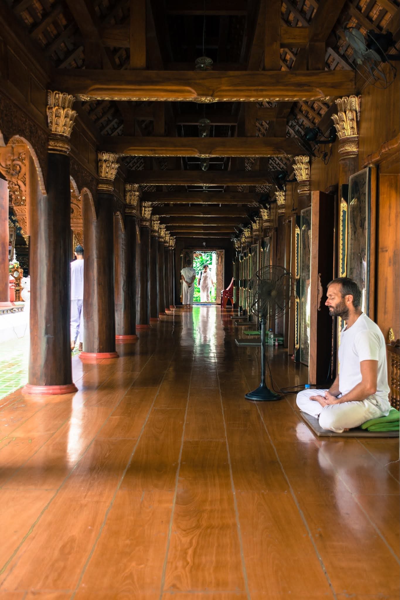 Kristian meditating at the monastery