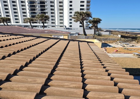 Roof Washing – Spanish Tile in Volusia County Florida