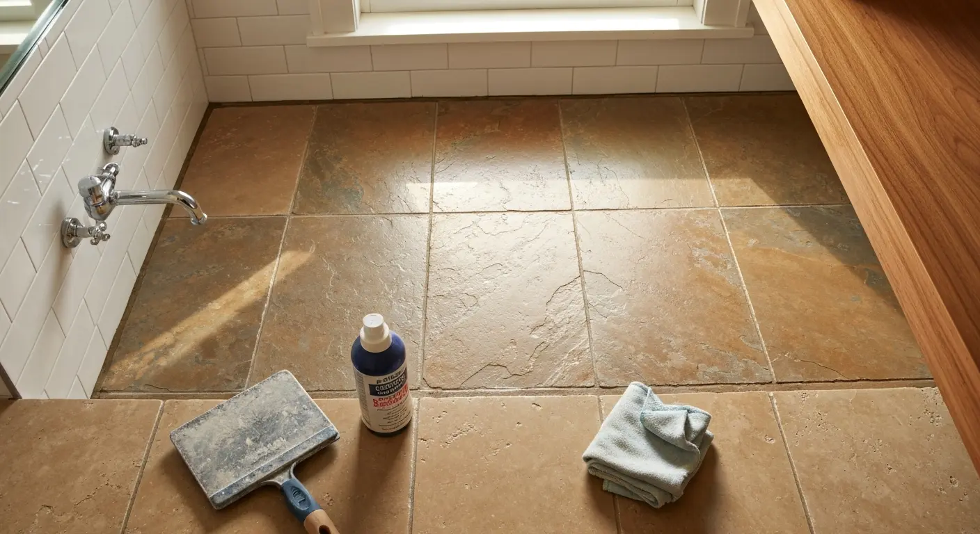 Natural stone bathroom flooring
