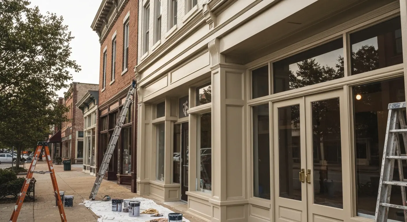 Commercial building exterior painting