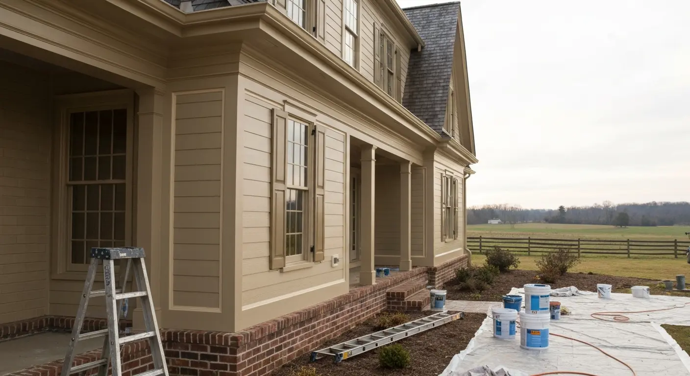 Exterior painting on rural Earlysville home