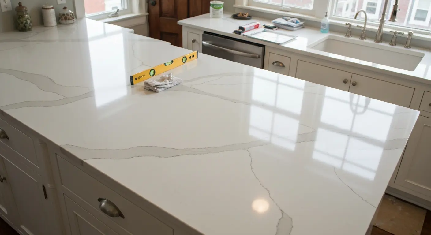 Quartz countertop installation
