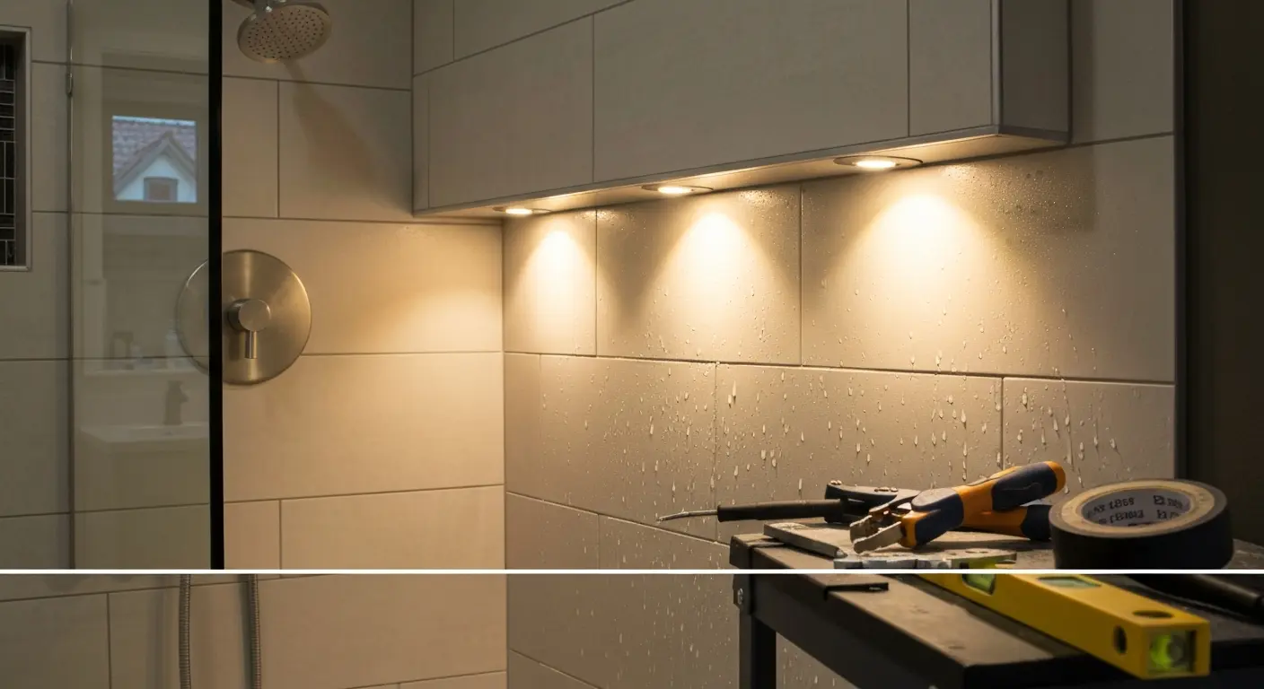 Shower lighting fixture installation