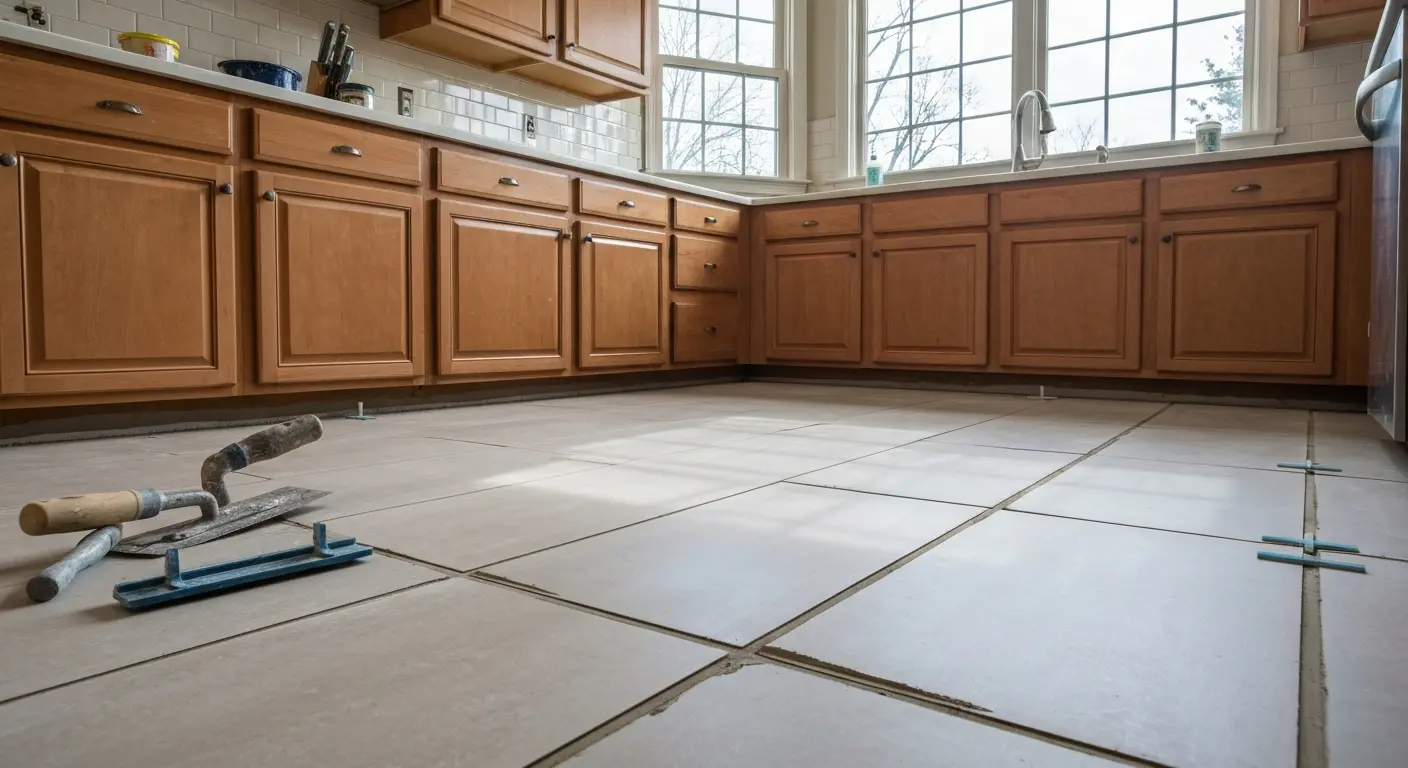 Porcelain tile kitchen floor