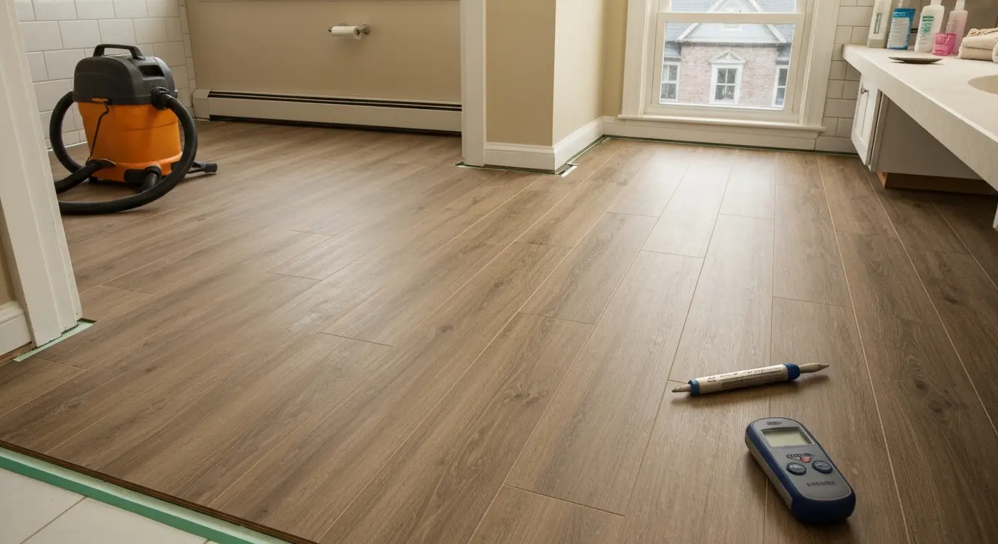 Luxury vinyl plank bathroom flooring