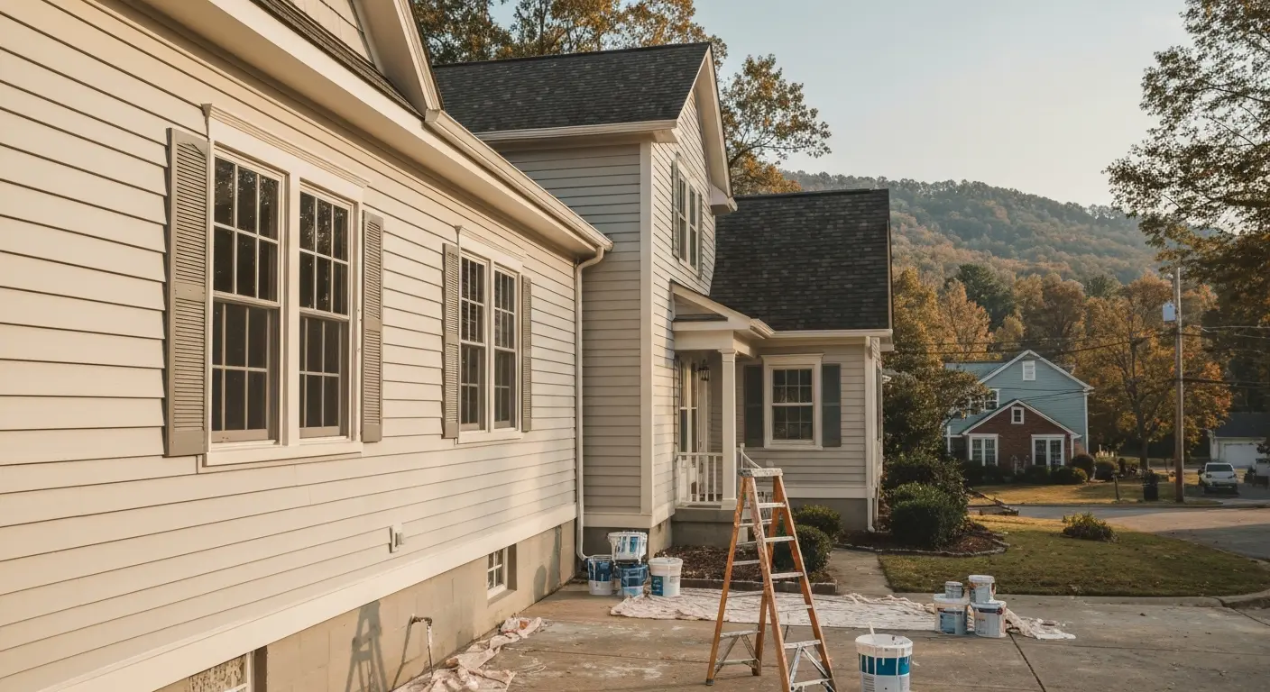 Exterior painting on Blue Ridge property