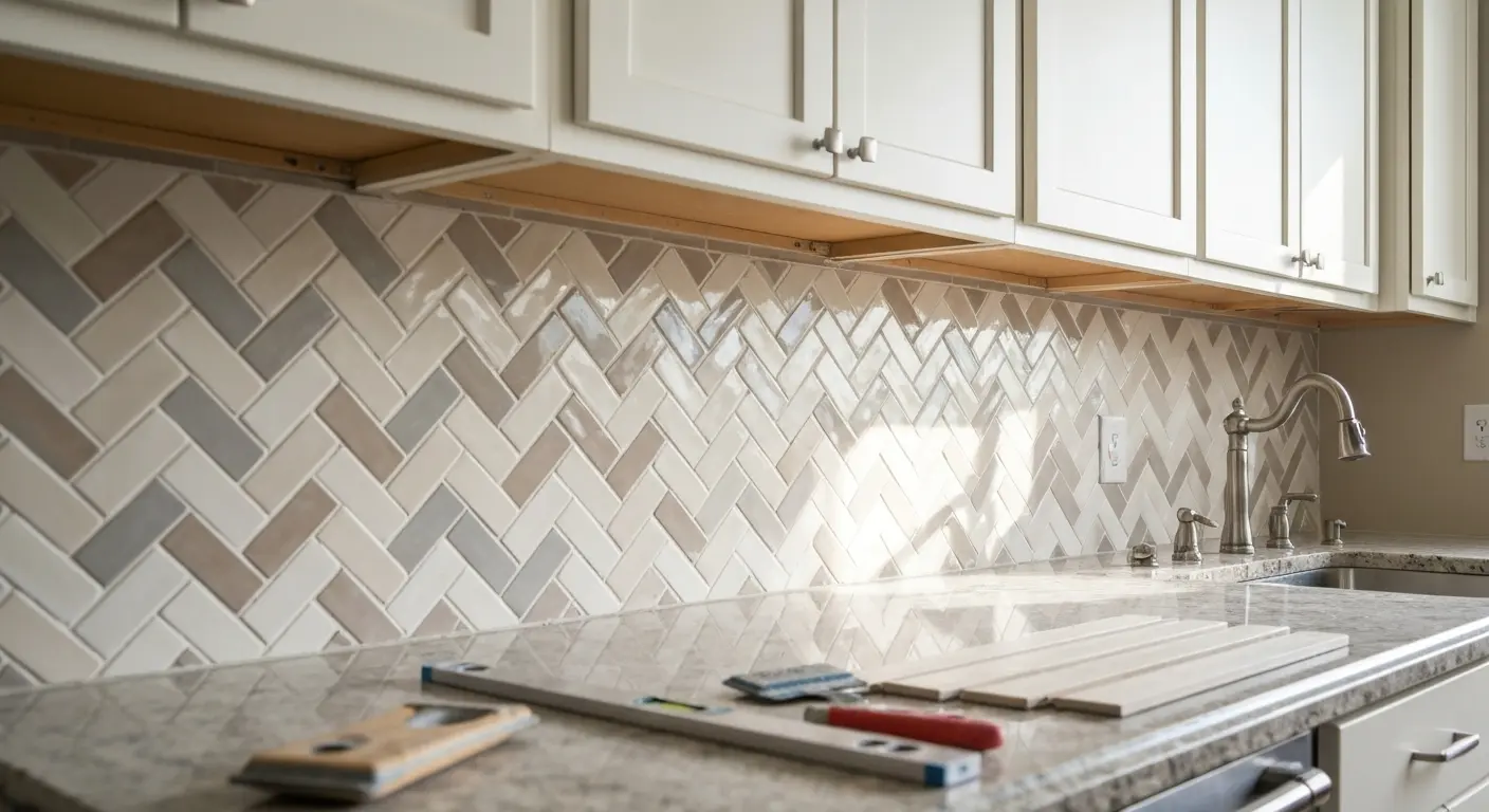 Custom backsplash design installation