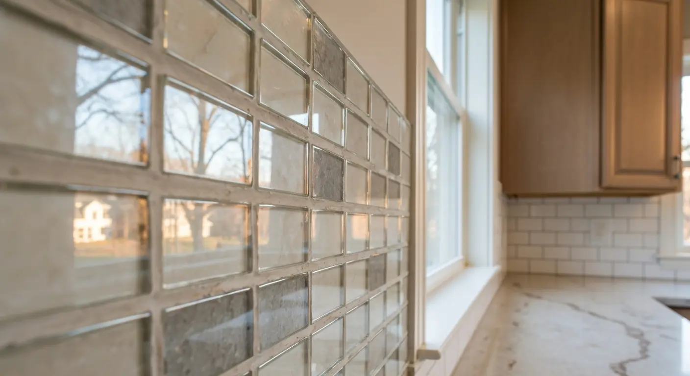 Glass stone backsplash design