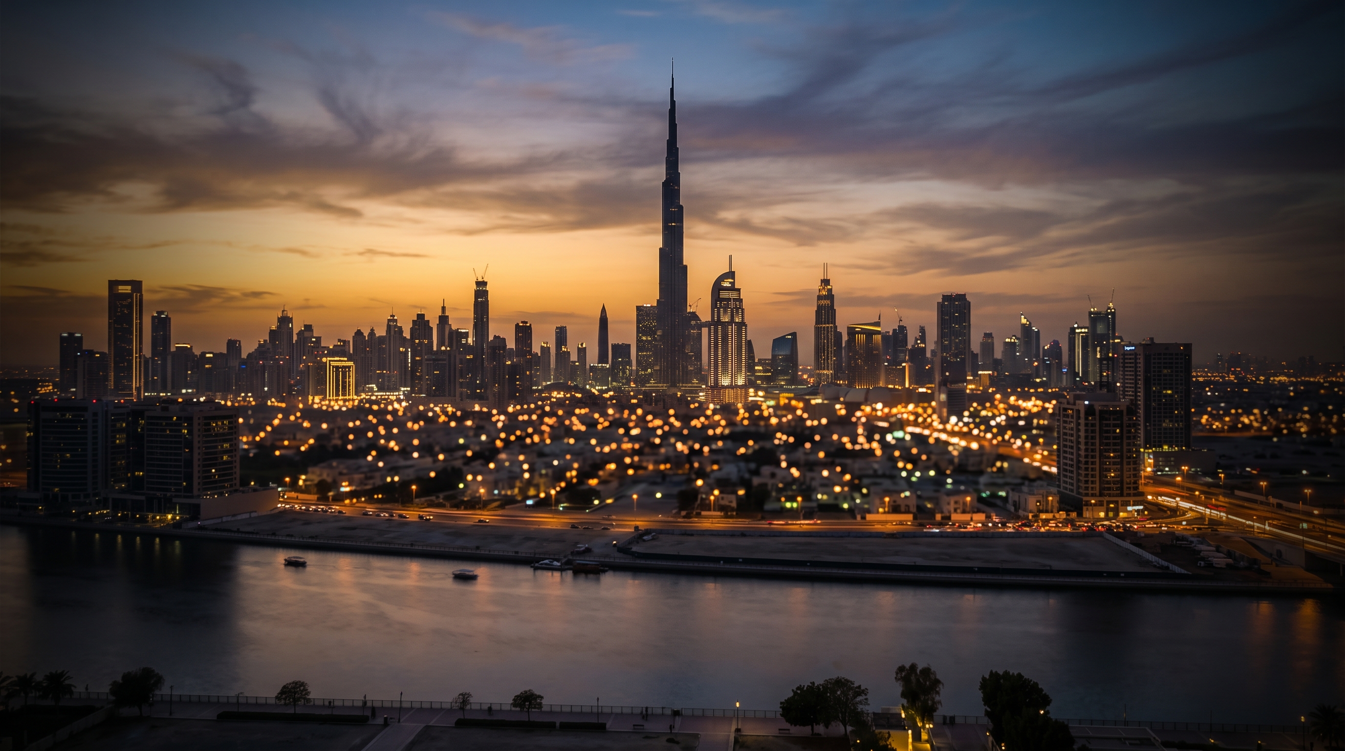 Dubai skyline at dusk